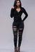 SlimFit Women's Slimming Stretch Leggings with Trendy Rips - MANDOTOS