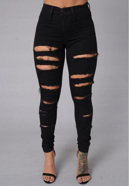 SlimFit Women's Slimming Stretch Leggings with Trendy Rips - MANDOTOS