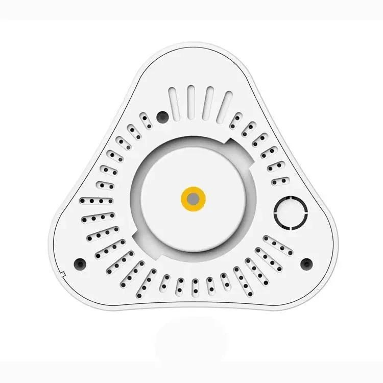 Mandotos smart home security camera mounted on wall, showing wide-angle lens and sleek black design for home surveillance.