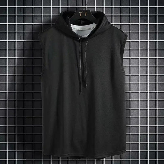 Solid Color 2023 Brand New Men's Tank Tops Vest Sleeveless Tees For Male Hooded Man Vests Tops Hip Hop Men Tank Top T shirt - MANDOTOS