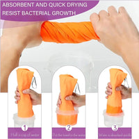 Mandotos Speedy Absorb Microfiber Towel spread out, showcasing its lightweight, soft fabric perfect for quick drying and travel use.