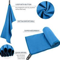 Mandotos Speedy Absorb Microfiber Towel spread out showing soft, lightweight fabric ideal for quick drying and travel.