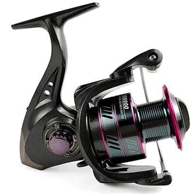 Mandotos SpinMaster Series 1000-7000 fishing reel with ergonomic handle and spool, designed for saltwater and freshwater fishing.