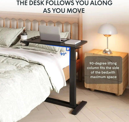 Standing Scroll Table With Hidden Wheels Side Table Height-adjustable Bed Table - MANDOTOS