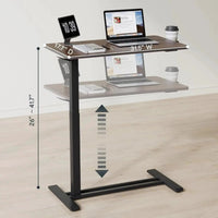Mandotos standing scroll side table with hidden wheels and height adjustment, ideal for bedside or living room use.