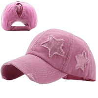Mandotos star denim baseball cap with adjustable strap and embroidered star design, casual accessory for everyday wear.