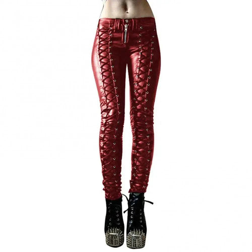 Steampunk Leather Skinny Pants - MANDOTOS