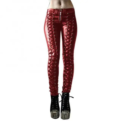 Steampunk Leather Skinny Pants - MANDOTOS