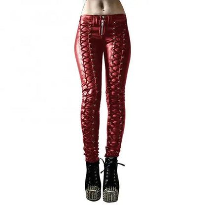 Steampunk Leather Skinny Pants - MANDOTOS