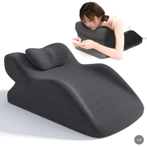 Mandotos stomach sleeper pillow with ergonomic design for comfortable sleeping position and neck support.