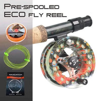 Mandotos Stream Master fishing reel with spool and handle, designed for smooth casting and retrieving in freshwater and saltwater.