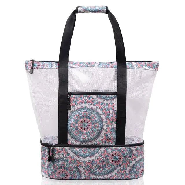 Mandotos summer beach cooler tote with insulated interior and sturdy handles for easy carrying and keeping drinks cold.