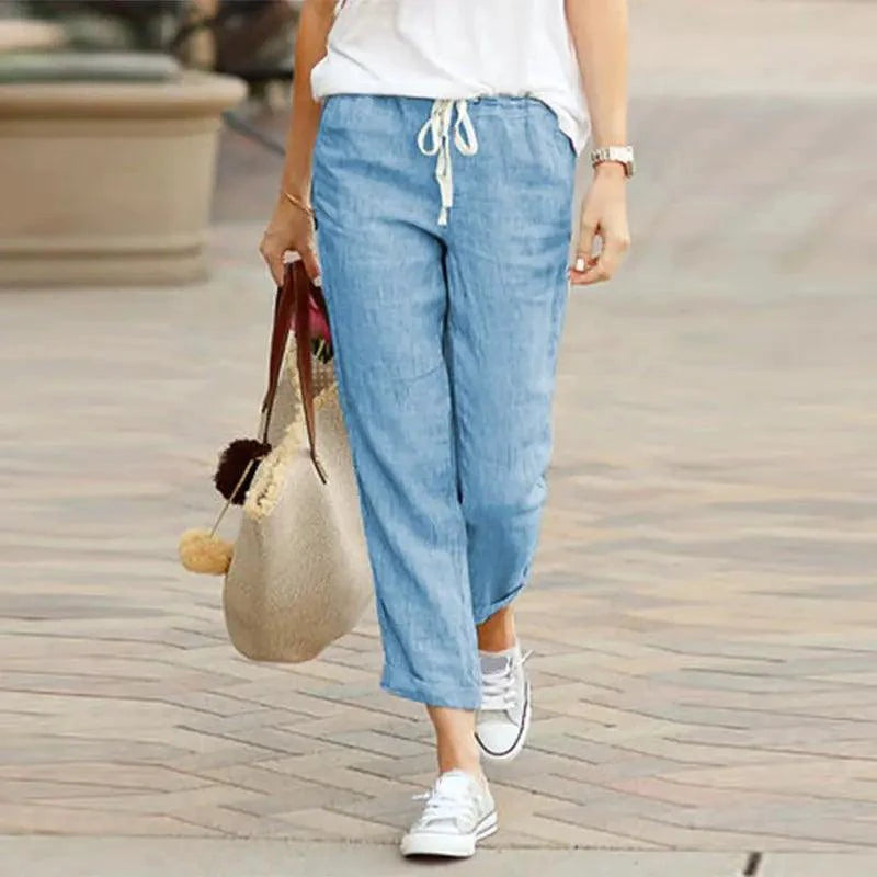 Summer Elegance Drawstring Trousers - MANDOTOS