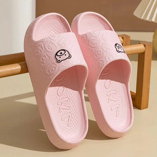 Summer Fashion Men's Slippers Printting Little Bear Sandals Indoor Bathroom Non-slip Soft Women Dormitory Casual Shoes Couple MANDOTOS