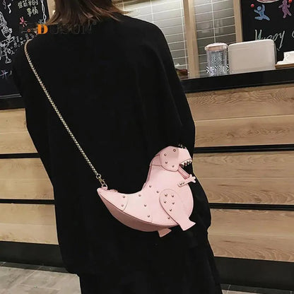 T-Rex Theme Leather Tote - MANDOTOS