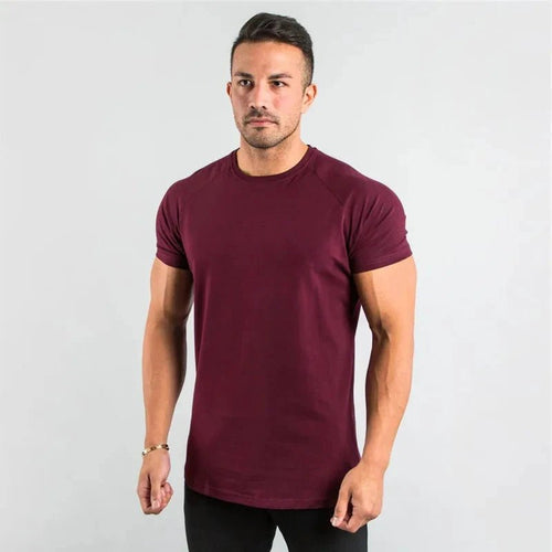 T Shirt Men Casual Short Sleeve Muscle Joggers Bodybuilding Tshirt Male Gym Fitness Tops Tee Streetwear Slim Fit Summer T-shirt MANDOTOS