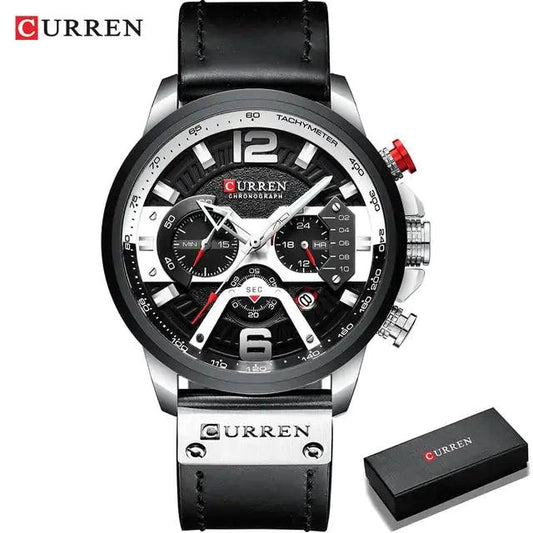 Tactical Elegance Leather Watch - MANDOTOS