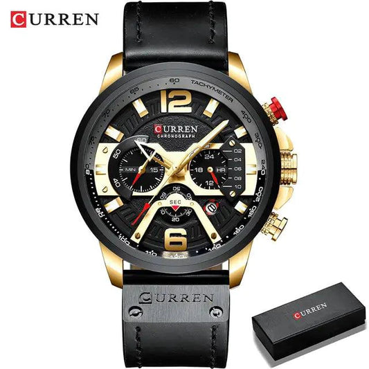 Tactical Elegance Leather Watch - MANDOTOS