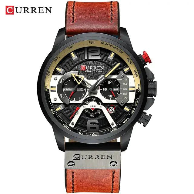 Tactical Elegance Leather Watch - MANDOTOS