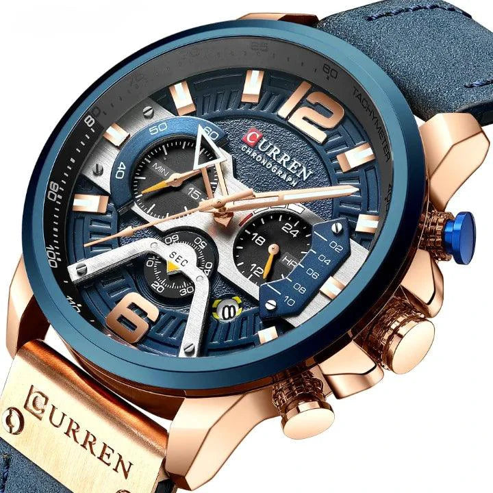 Tactical Elegance Leather Watch - MANDOTOS