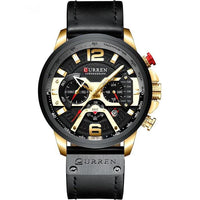 Mandotos Tactical Elegance Leather Watch with black strap and classic round dial, showcasing sophisticated design and durable craftsmanship.