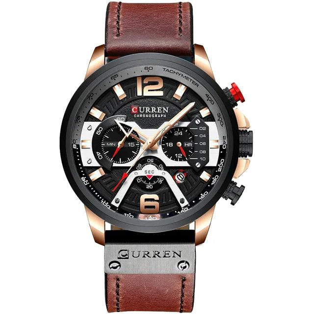 Tactical Elegance Leather Watch - MANDOTOS