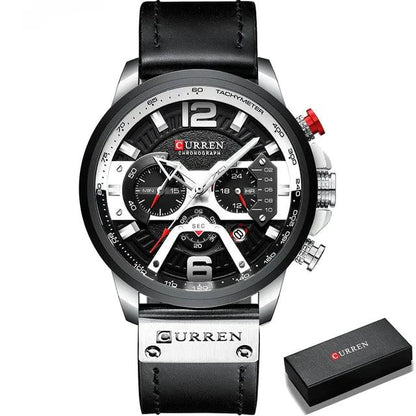 Tactical Elegance Leather Watch - MANDOTOS