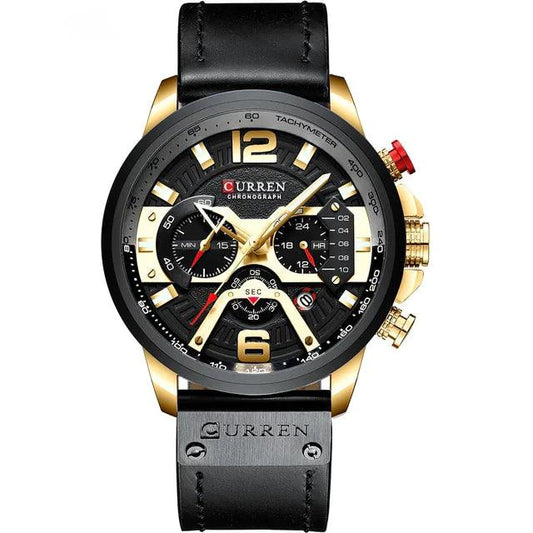 Tactical Elegance Leather Watch - MANDOTOS