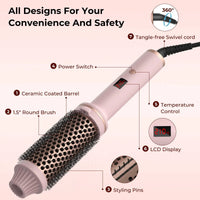 Mandotos Thermal Curl Styler Brush with heated bristles for creating natural, bouncy curls and waves in hair styling.
