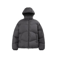 Mandotos thin and portable puff down jacket with solid color and hood, lightweight and stylish for cold weather.