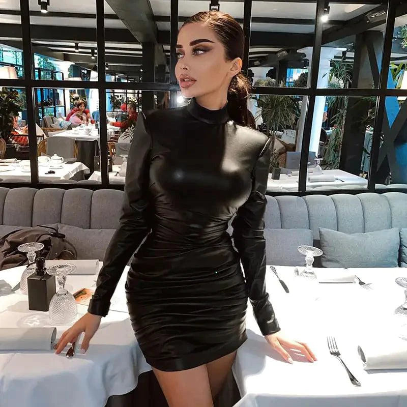 Timeless Elegance Leather Dress - MANDOTOS