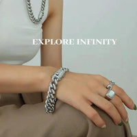 Mandotos TOSOKO 18K gold-plated Cuban chain set with sparkling zircon stones displayed on a white background.