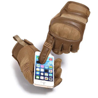 Mandotos touchscreen leather motorcycle gloves with reinforced palms and adjustable wrist straps for a secure fit.