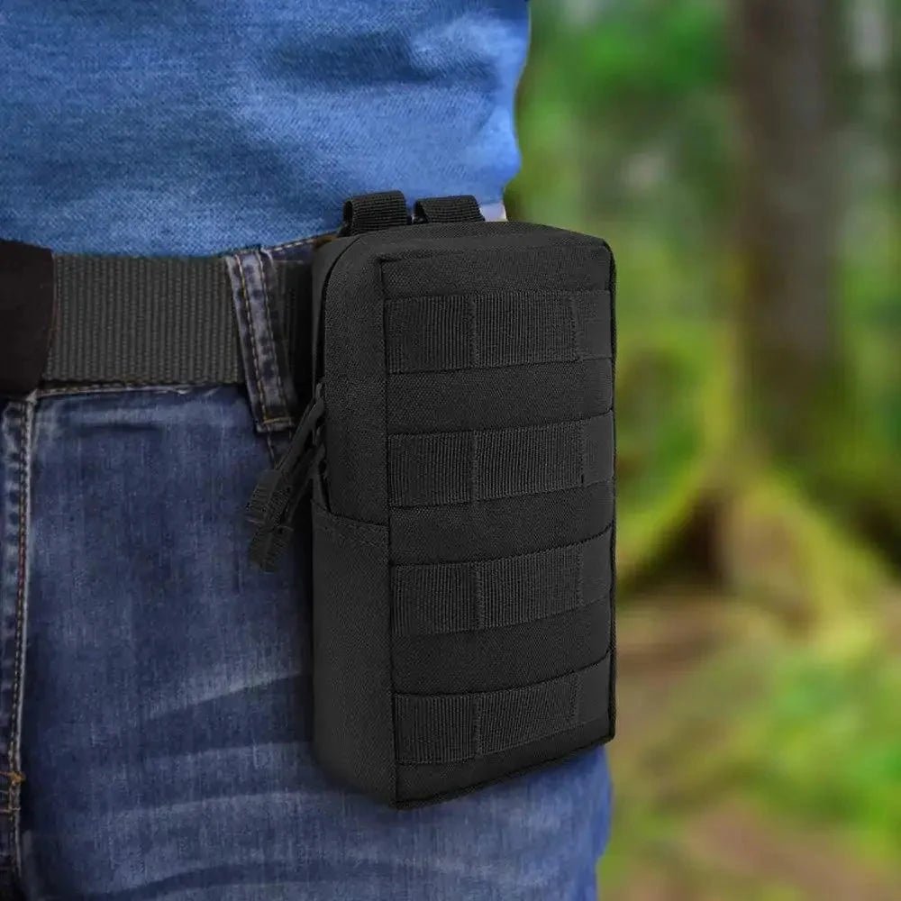 Mandotos Trail Trek Waist Pouch with adjustable strap and multiple compartments for outdoor hiking and running.