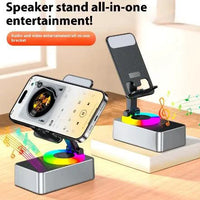 Mandotos TriFlex Mobile Hub with stand, built-in speaker, and charger for versatile device connectivity and convenience.