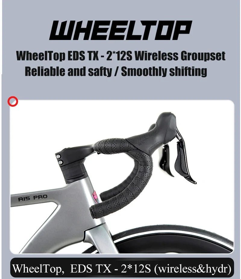 TWITTER 700X25C Carbon Road Bicycle Wireless Men's Hydraulic Disc Racing Bike With WheelTop EDS TX 24S Shifter 50mm Carbon Wheel MANDOTOS