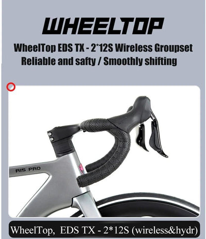 TWITTER 700X25C Carbon Road Bicycle Wireless Men's Hydraulic Disc Racing Bike With WheelTop EDS TX 24S Shifter 50mm Carbon Wheel MANDOTOS