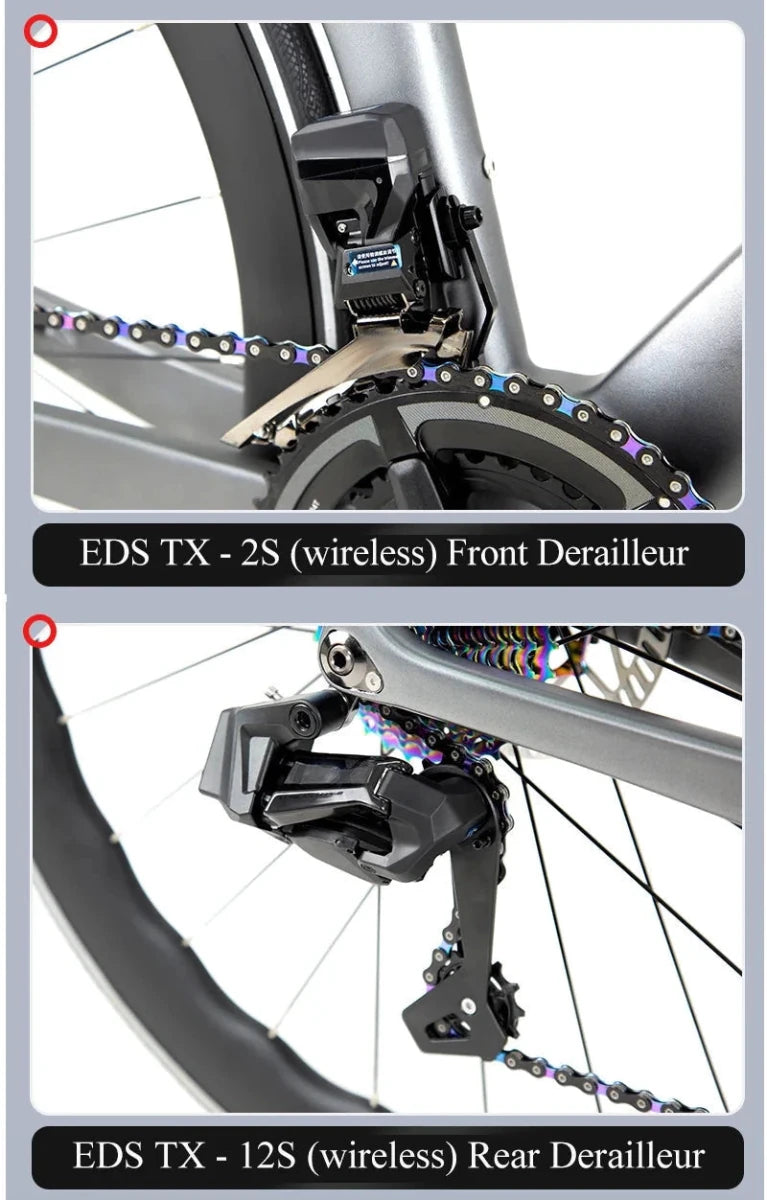 TWITTER 700X25C Carbon Road Bicycle Wireless Men's Hydraulic Disc Racing Bike With WheelTop EDS TX 24S Shifter 50mm Carbon Wheel MANDOTOS