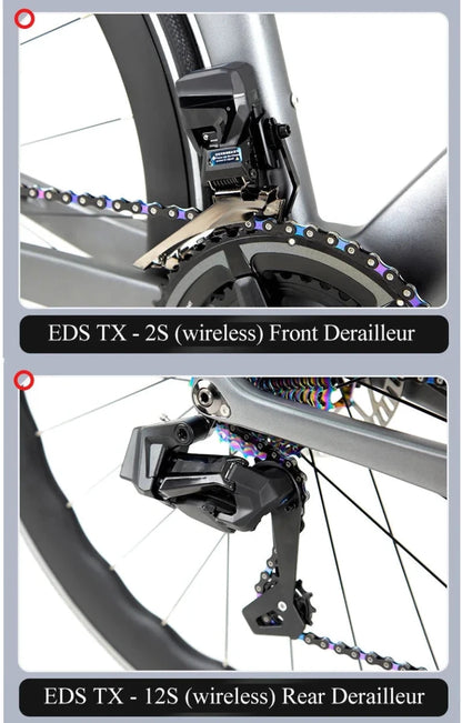 TWITTER 700X25C Carbon Road Bicycle Wireless Men's Hydraulic Disc Racing Bike With WheelTop EDS TX 24S Shifter 50mm Carbon Wheel MANDOTOS