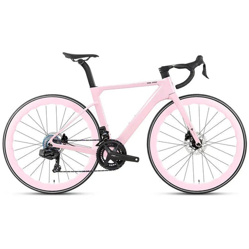 Mandotos Twitter 700x25c carbon road bicycle with hydraulic disc brakes, wireless shifter, 50mm carbon wheel, and lightweight racing design.