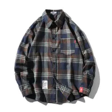 Unisex checkered long sleeve shirt by MANDOTOS featuring a classic black and white pattern, casual fit, and button-up front.