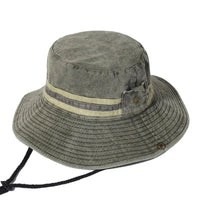 Mandotos unisex summer outdoor hat with wide brim, lightweight fabric, and adjustable chin strap for sun protection.