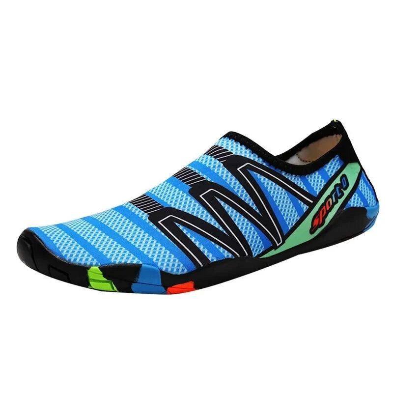 Unisex MANDOTOS swimming shoes with breathable mesh upper and flexible sole, designed for water activities and beach use.