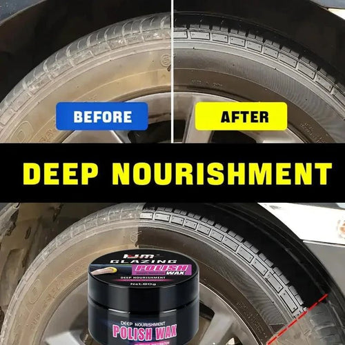 Mandotos universal leather and plastic repair polishing wax for automotive interior, showing application on a car dashboard and seats