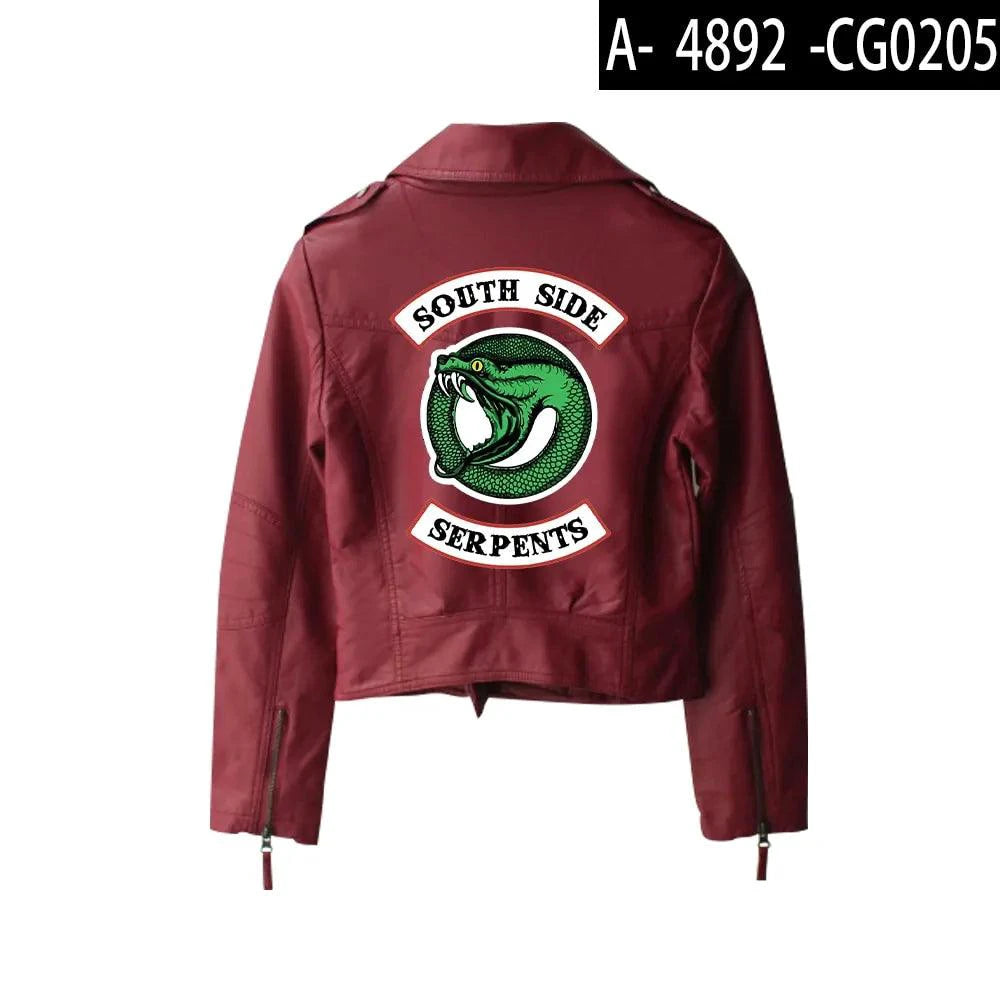 Mandotos Urban Chic Riverdale Jacket displayed on a hanger, featuring a stylish design with a zipper and collar detail.