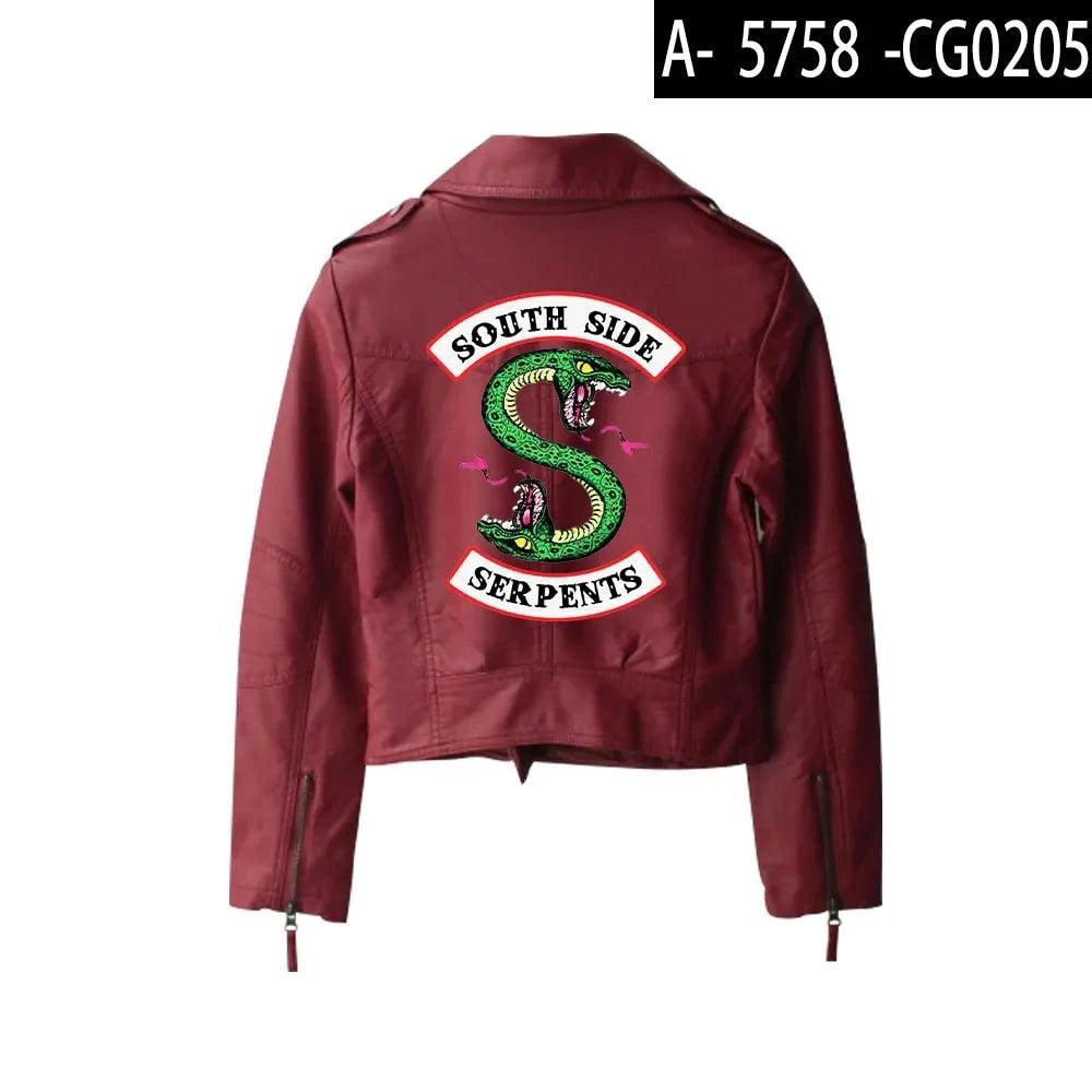 Mandotos Urban Chic Riverdale Jacket displayed on a hanger, showcasing its stylish design and tailored fit.