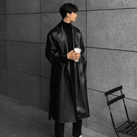 Urban Edge men's faux leather jacket by MANDOTOS, featuring a stylish black jacket with a classic collar and zip closure.