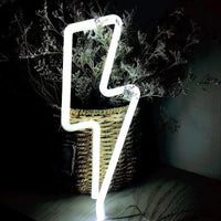 Mandotos USB and battery-powered LED neon lightning sign with bright, colorful light display for decorative use