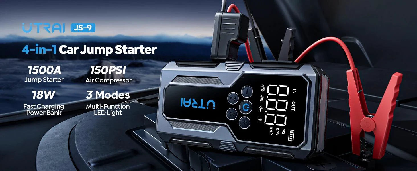 UTRAI 1500A Car Jump Starter Power Bank Portable 150PSI Air Pump Car Battery Emergency Boosters Starting Device Car Starter 2024 - MANDOTOS