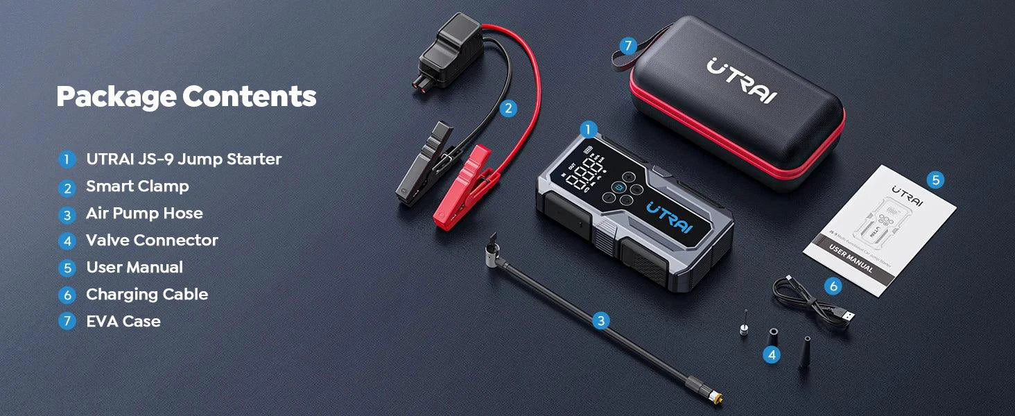 UTRAI 1500A Car Jump Starter Power Bank Portable 150PSI Air Pump Car Battery Emergency Boosters Starting Device Car Starter 2024 - MANDOTOS